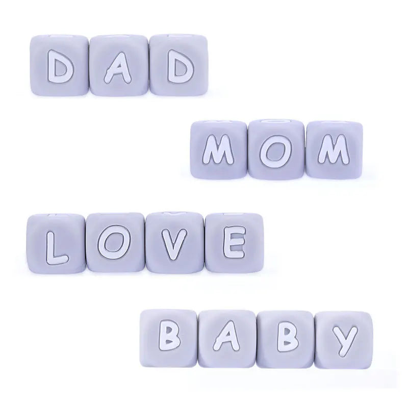 XUQIAN 50pcs Silicone Teething Alphabet Letter Beads for Baby Pacifier
