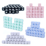 XUQIAN 50pcs Silicone Teething Alphabet Letter Beads for Baby Pacifier