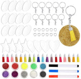 XUQIAN 73pcs Acrylic Circle Discs Tassel Pendant Keyring Set