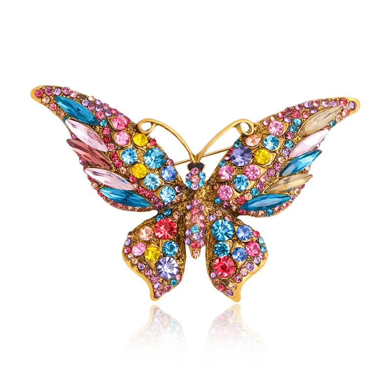 Vintage Crystal Butterfly Brooch for Coat A0162