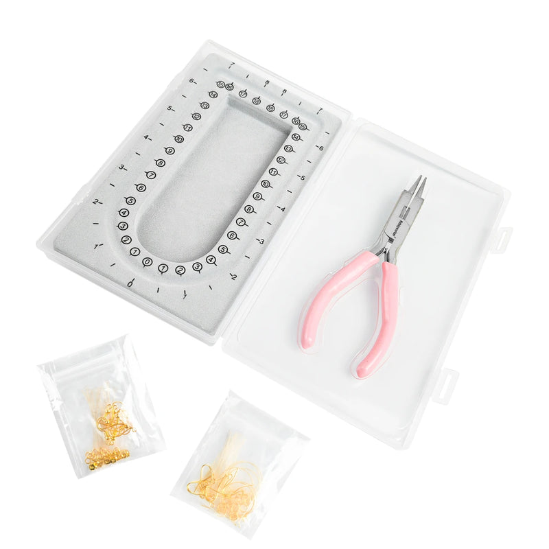 Jewelry Making Kit with Bead Board Chain Nose Plier Accessories Memory Wire