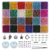 XUQIAN 24Grid Colorful Striped Glass Beads Kit for DIY Jewelry Making
