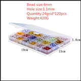 XUQIAN 24Grid Colorful Striped Glass Beads Kit for DIY Jewelry Making