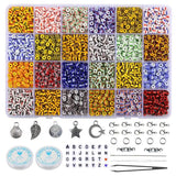 XUQIAN 24Grid Colorful Striped Glass Beads Kit for DIY Jewelry Making