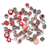 XUQIAN High Rhinestone Metal Charms Assorted European Lampwork Spacer Beads