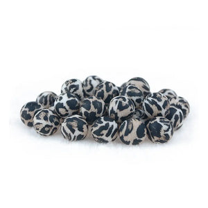 XUQIAN 15mm Silicone Leopard Print Loose Beads for Baby Teether Pacifier Chain