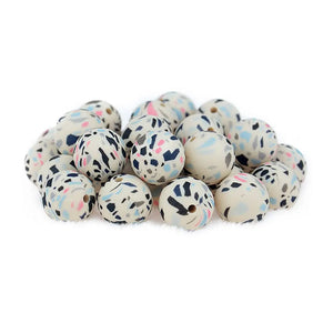 XUQIAN 15mm Silicone Leopard Print Loose Beads for Baby Teether Pacifier Chain
