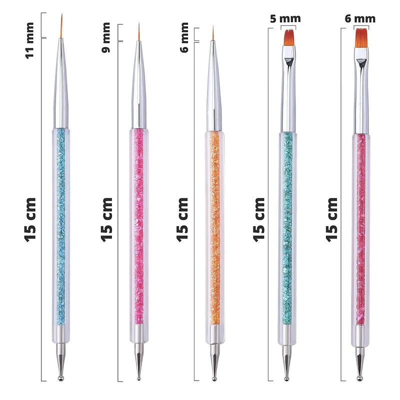 Double Ended Manicure Pen Set with Holder for Nail Drill DIY