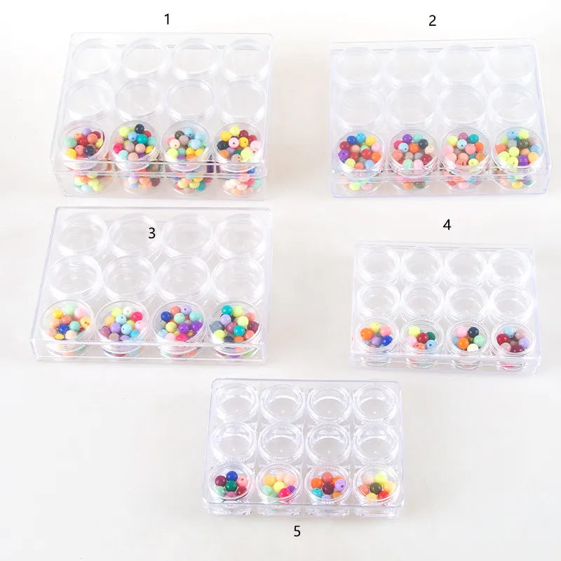 XUQIAN Mini Plastic Storage Box with 12 Small Round Bottles