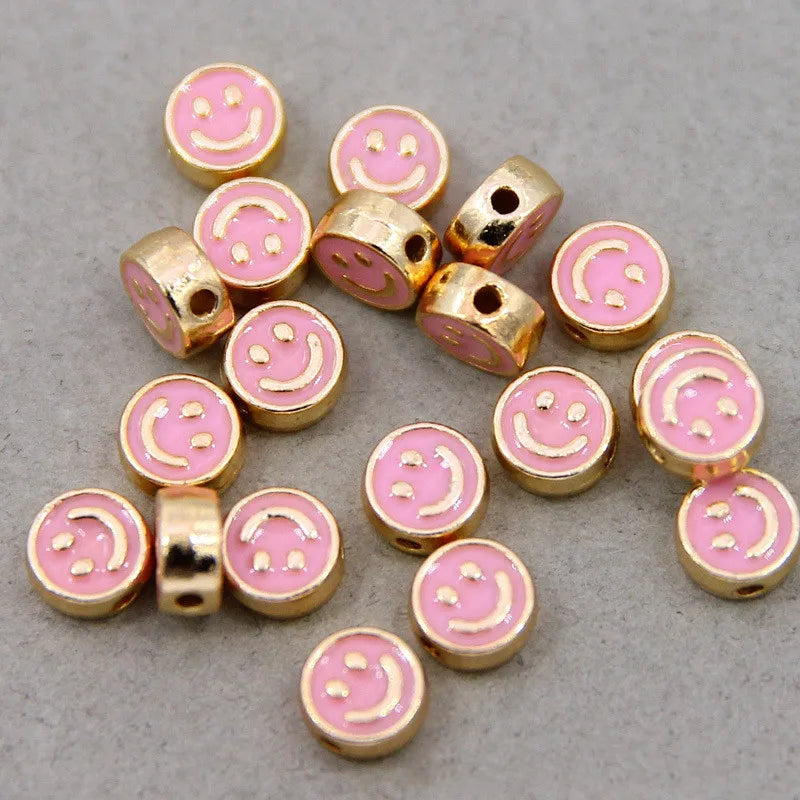 XUQIAN 100pcs Alloy Metal Smiley Face Spacer Beads Jewelry Making DIY B0272