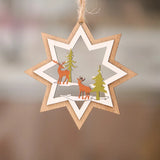 10pcs Wooden Five-pointed Star Bell Pendant for Jewelry Gift