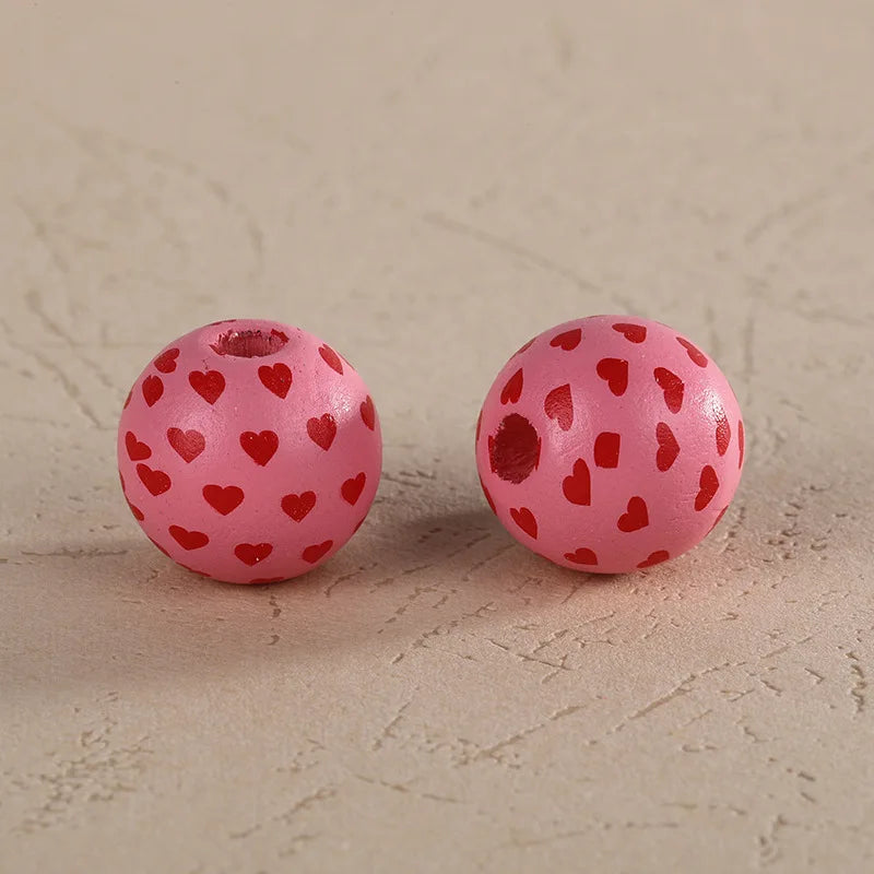 XUQIAN 16mm Tattoo Wood Beads Mixed Love for Kids Jewelry Making