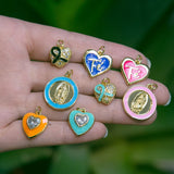 XUQIAN 17*18mm Zircon Heart Love Round Pendant for DIY Jewelry