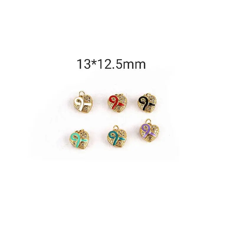 XUQIAN 17*18mm Zircon Heart Love Round Pendant for DIY Jewelry