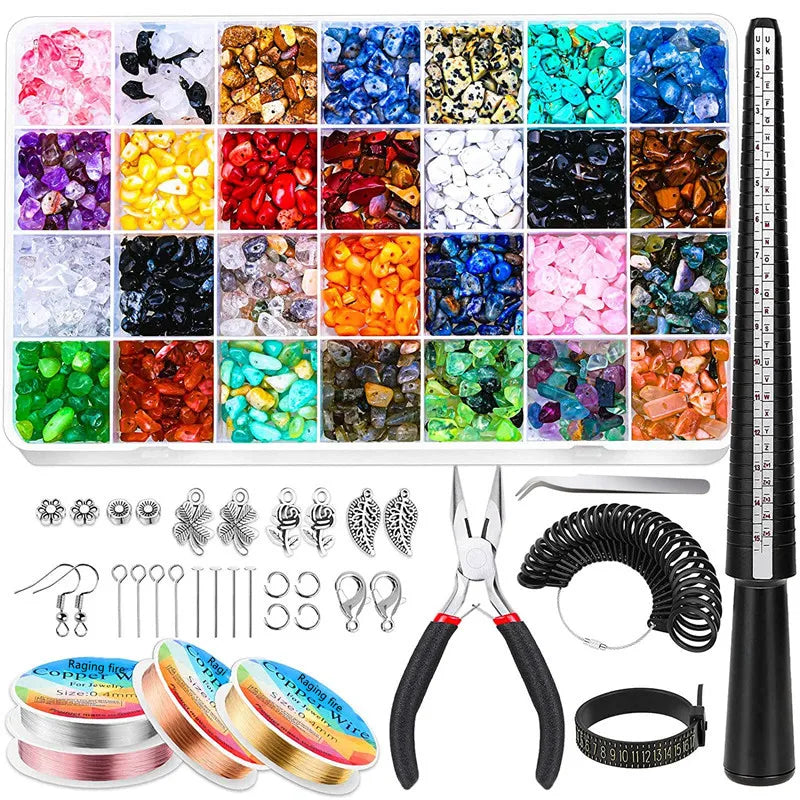 XUQIAN 28 Colors Crystal Beads Jewelry Kit with Wire & Pliers