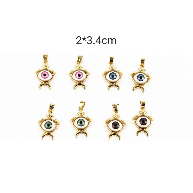 XUQIAN Enamel Geometric Eye Charms Pendant Set for Jewelry Making