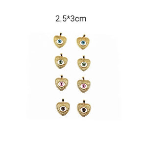 XUQIAN Geometric Heart Eye Pendant with Zircon for Bracelet P0068