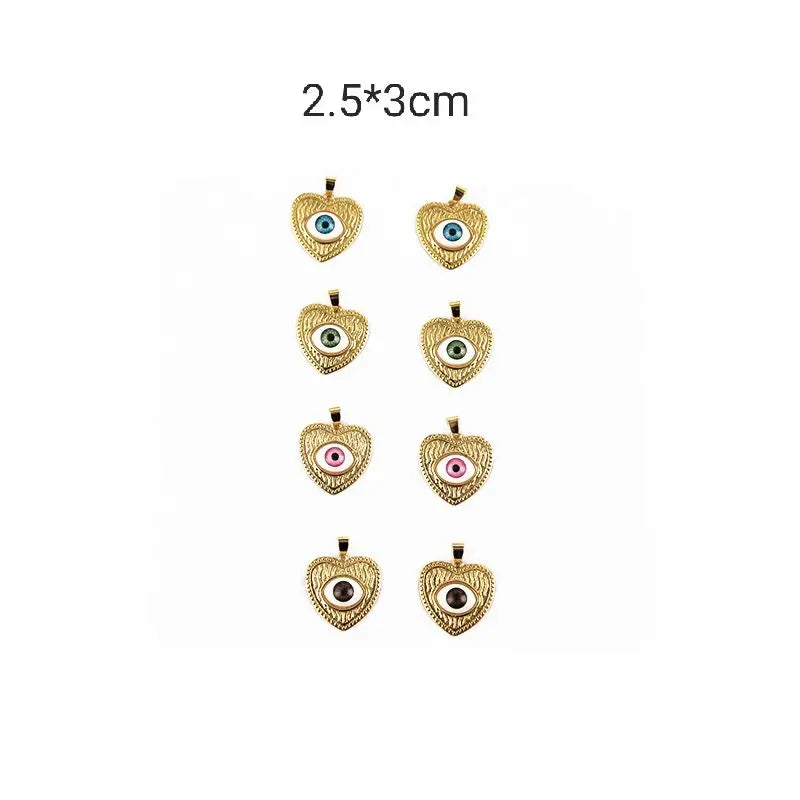 XUQIAN Geometric Heart Eye Pendant with Zircon for Bracelet P0068