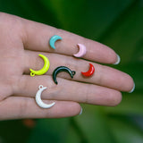 Moon Shape Enamel Charms Pendant for DIY Jewelry Making P0138