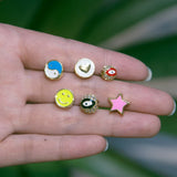 XUQIAN 5pcs Cartoon Drops Enamel Eyes Smiley Face Beads for Bracelet B0275