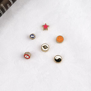 XUQIAN 5pcs Cartoon Drops Enamel Eyes Smiley Face Beads for Bracelet B0275