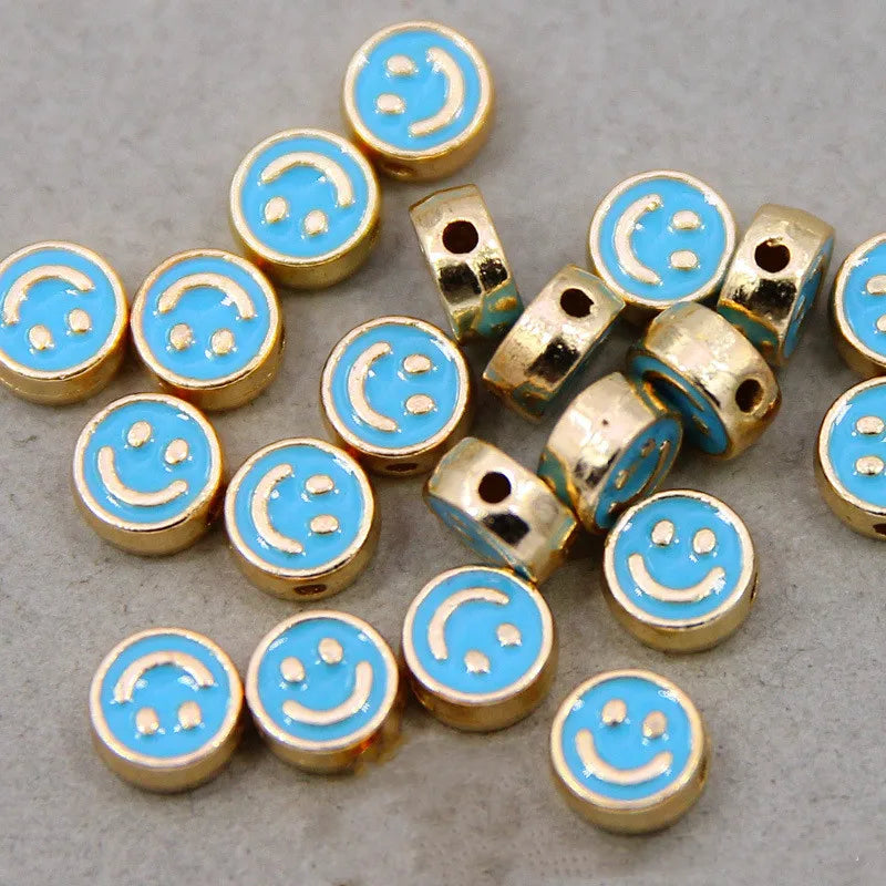 XUQIAN Top Alloy Metal Smiley Face Spacer Beads for Jewelry Making B0271