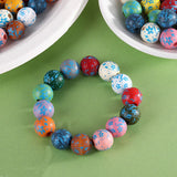 XUQIAN Flower Printing Round Wood Bead 16mm DIY Jewelry Making