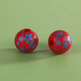 XUQIAN Flower Printing Round Wood Bead 16mm DIY Jewelry Making
