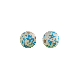 XUQIAN Flower Printing Round Wood Bead 16mm DIY Jewelry Making
