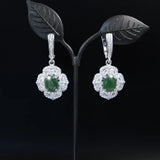 Elegant Silver Wedding Jewelry Set Green Bracelet Rings Bridal Pendant Necklace