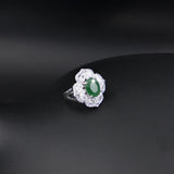 Elegant Silver Wedding Jewelry Set Green Bracelet Rings Bridal Pendant Necklace