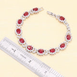 Red Semi-precious Necklace Earring Ring Bracelet Set