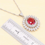 Red Semi-precious Necklace Earring Ring Bracelet Set