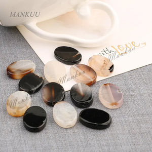 Agate Beads Necklace Making Natural Stone Flat Oval Shape DIY Jewelry 13*18mm
