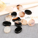Agate Beads Necklace Making Natural Stone Flat Oval Shape DIY Jewelry 13*18mm