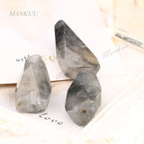Irregular Faceted Labradorite Bead Necklace DIY Grey Brazil Agate Stone 20x35mm