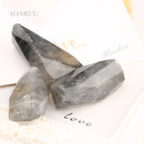 Irregular Faceted Labradorite Bead Necklace DIY Grey Brazil Agate Stone 20x35mm