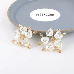 XianMei Crystal Bead Flower Braided Copper Wire Earrings Pendant DIY Jewelry