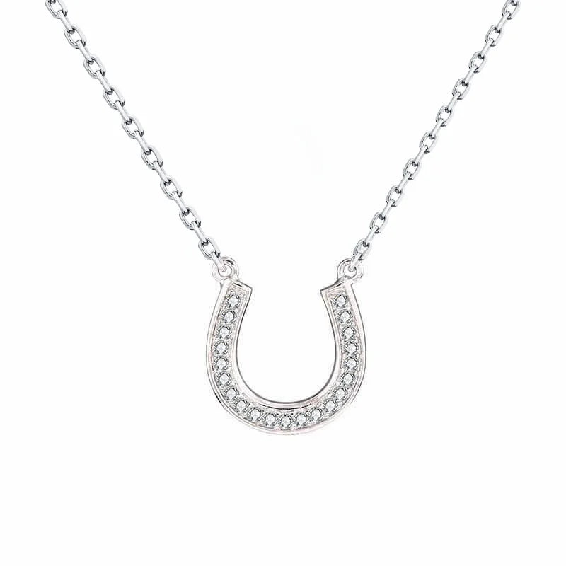 Xiaojing 925 Silver Horseshoe Cz Necklace Pendant for Women