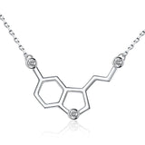 925 Silver Serotonin Molecule Pendant Necklace with Zircon