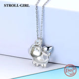Xiaojing 925 Silver Flying Pig Necklace Heart Women Jewelry