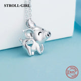 Xiaojing 925 Silver Flying Pig Necklace Heart Women Jewelry