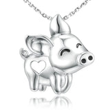 Xiaojing 925 Silver Flying Pig Necklace Heart Women Jewelry