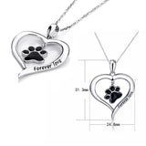Xiaojing 925 Sterling Silver Love Enamel Cat Dog Paw Pendant Necklace