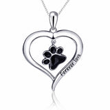 Xiaojing 925 Sterling Silver Love Enamel Cat Dog Paw Pendant Necklace