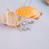 Xiaojing 925 Silver Sea Turtle Necklace Tree of Life Tortoise Pendant