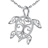 Xiaojing 925 Silver Sea Turtle Necklace Tree of Life Tortoise Pendant