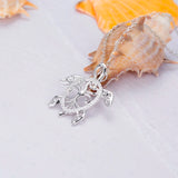 Xiaojing 925 Silver Sea Turtle Necklace Tree of Life Tortoise Pendant
