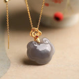 925 Silver Hetian Jade Ruyi Longevity Lock Pendant