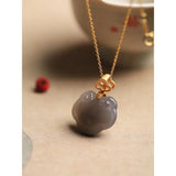 925 Silver Hetian Jade Ruyi Longevity Lock Pendant